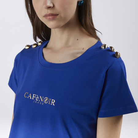 TSHIRT MANICA CORTA CON BOTTONI E STAMPA LOGO