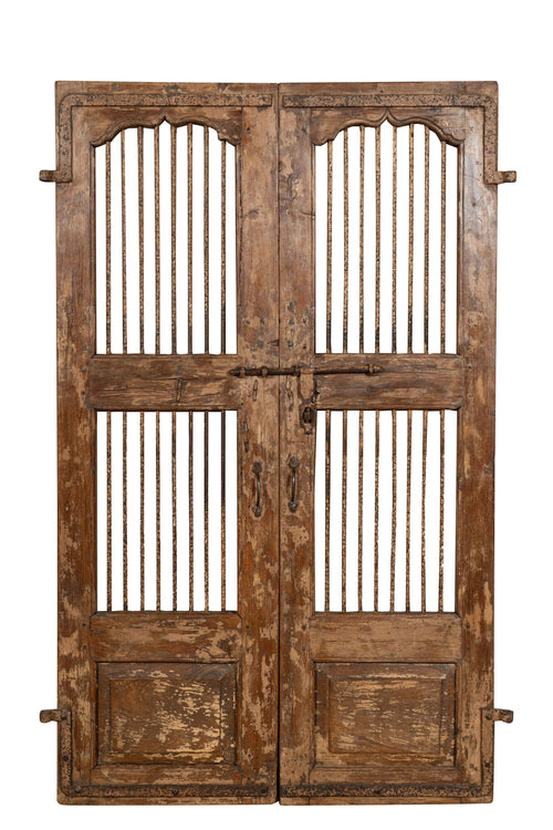Biscottini Porta portone in legno massello e ferro da interno o da esterno vecchia e antica medievale scorrevole
