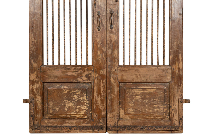 Biscottini Porta portone in legno massello e ferro da interno o da esterno vecchia e antica medievale scorrevole