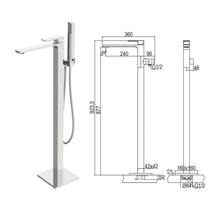 Miscelatore vasca a pavimento quadrata TBOL