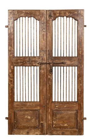 Biscottini Porta portone in legno massello e ferro da interno o da esterno vecchia e antica medievale scorrevole