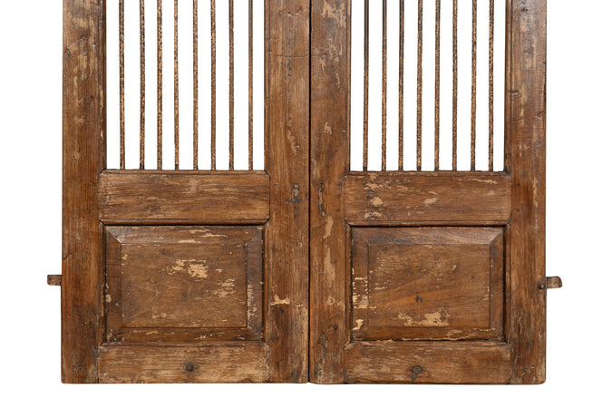 Biscottini Porta portone in legno massello e ferro da interno o da esterno vecchia e antica medievale scorrevole