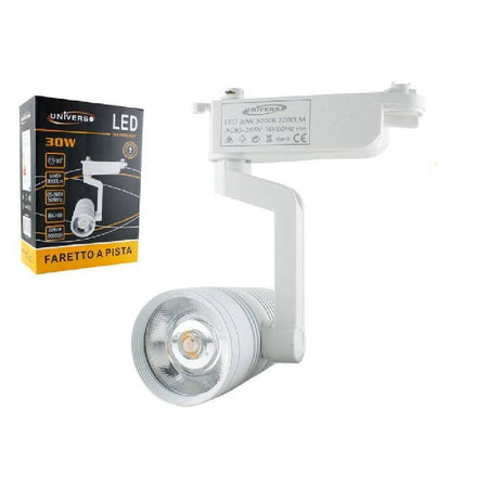 Faretto Led Binario Bianco Lampada Pista 30w Luce Calda Fredda Naturale F-30w8a