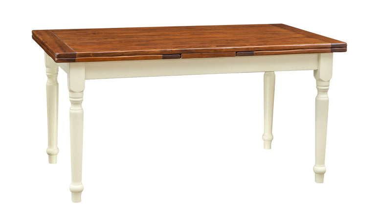 Biscottini Tavolo allungabile Country con struttura bianca anticata piano noce in legno massello di tiglio Made in Italy