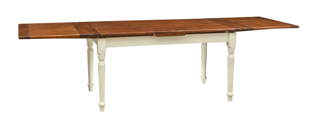 Biscottini Tavolo allungabile Country con struttura bianca anticata piano noce in legno massello di tiglio Made in Italy