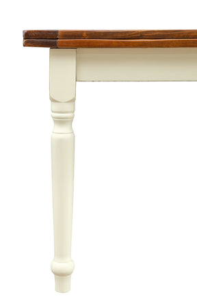 Biscottini Tavolo allungabile Country con struttura bianca anticata piano noce in legno massello di tiglio Made in Italy