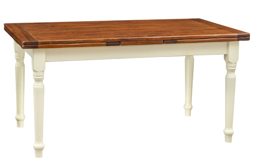 Biscottini Tavolo allungabile Country con struttura bianca anticata piano noce in legno massello di tiglio Made in Italy
