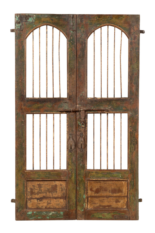 Biscottini Porta portone in legno massello e ferro da interno o da esterno vecchia e antica medievale scorrevole