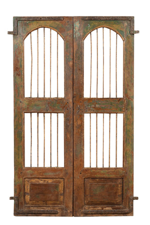 Biscottini Porta portone in legno massello e ferro da interno o da esterno vecchia e antica medievale scorrevole