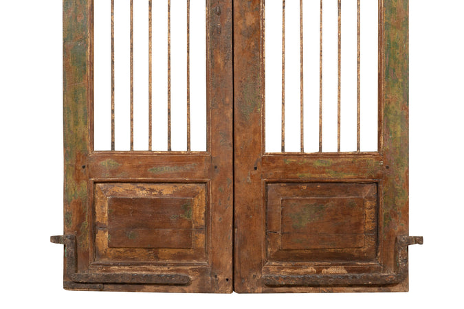 Biscottini Porta portone in legno massello e ferro da interno o da esterno vecchia e antica medievale scorrevole
