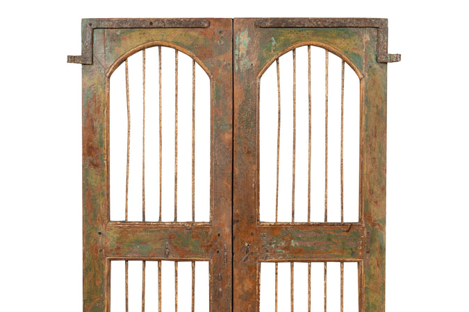 Biscottini Porta portone in legno massello e ferro da interno o da esterno vecchia e antica medievale scorrevole
