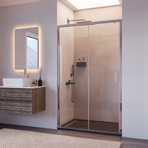 Porta doccia 1 anta scorrevole cromata anticalcare H195 6mm AGATA