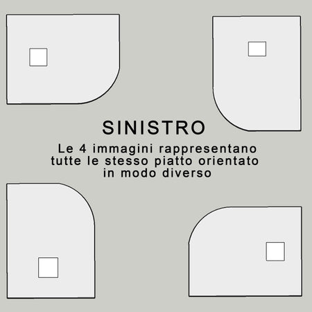 Piatto Doccia Stondato Rettangolare Bianco 100x80 80x100 STAR PLUS - CURVA SINISTRA RAGGIO 55°