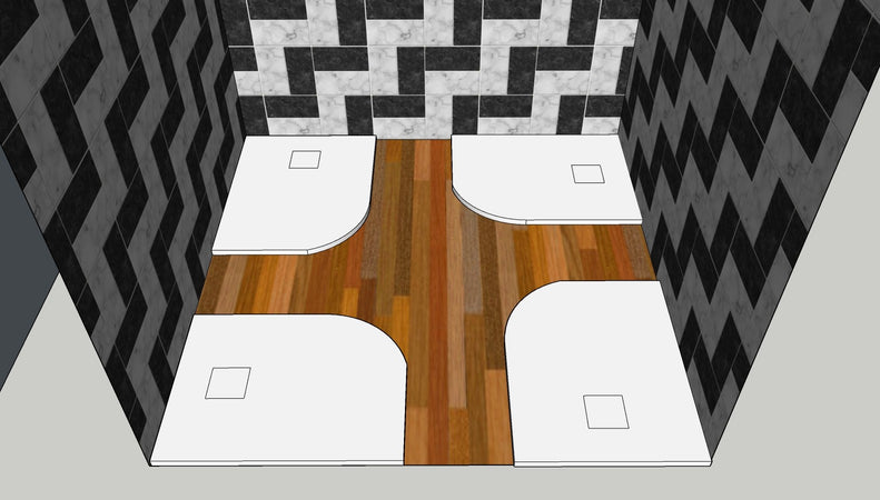 Piatto Doccia Stondato Rettangolare Bianco 100x80 80x100 STAR PLUS - CURVA SINISTRA RAGGIO 55°