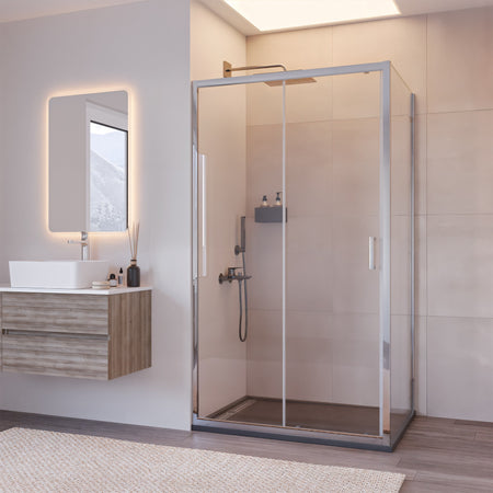 Box doccia due lati fisso più scorrevole trasparente AGATA