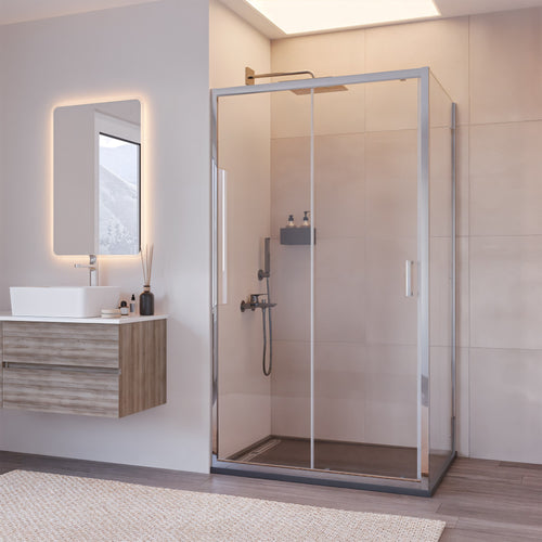 Box doccia due lati fisso più scorrevole trasparente AGATA