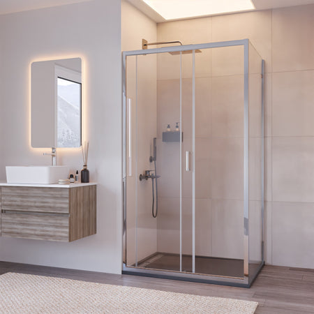 Box doccia due lati fisso più scorrevole trasparente AGATA