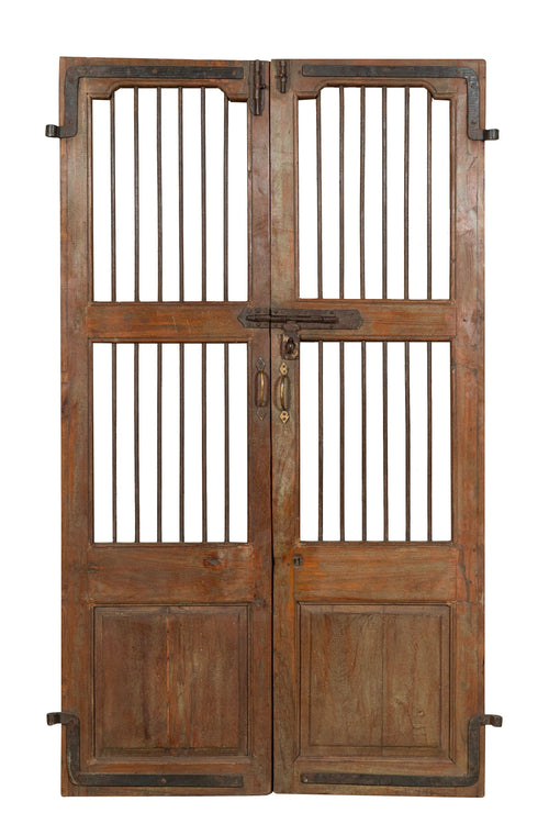 Biscottini Porta portone in legno massello e ferro da interno o da esterno vecchia e antica medievale scorrevole