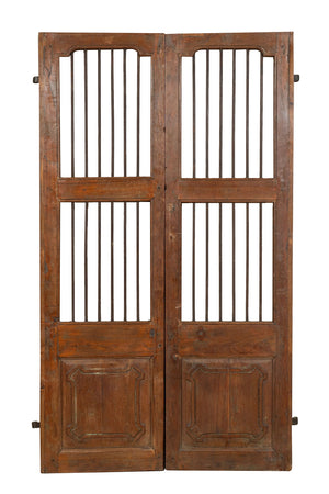 Biscottini Porta portone in legno massello e ferro da interno o da esterno vecchia e antica medievale scorrevole