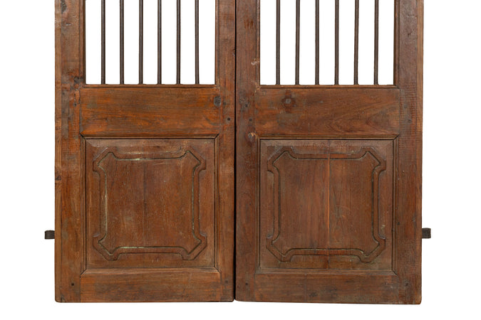 Biscottini Porta portone in legno massello e ferro da interno o da esterno vecchia e antica medievale scorrevole
