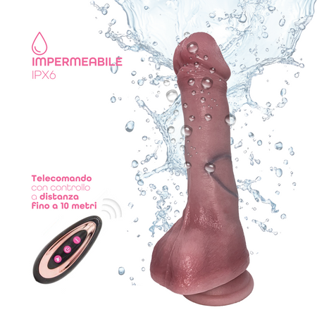 Vibratore Realistico Dildo con Vibrazione Spinta Riscaldante Ventosa Telecomando