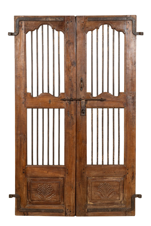 Biscottini Porta portone in legno massello e ferro da interno o da esterno vecchia e antica medievale scorrevole