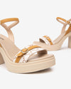 Nero Giardini sandali donna beige-senape con plateau