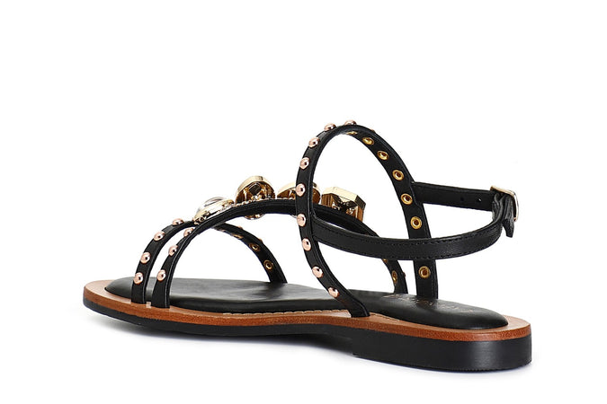 SANDALO ASIMMETRICO IN NAPPA CON ACCESSORIO