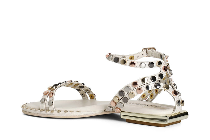 SANDALO GILDA IN PELLE CON BORCHIE MULTICOLOR