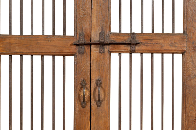 Biscottini Porta portone in legno massello e ferro da interno o da esterno vecchia e antica medievale scorrevole