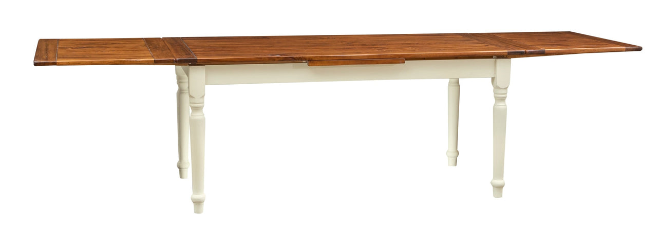 Biscottini Tavolo allungabile Country in legno massello di tiglio struttura bianca anticata piano noce Made in Italy
