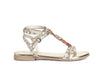 SANDALO IN PELLE LAMINATA CON ACCESSORIO FOGLIA