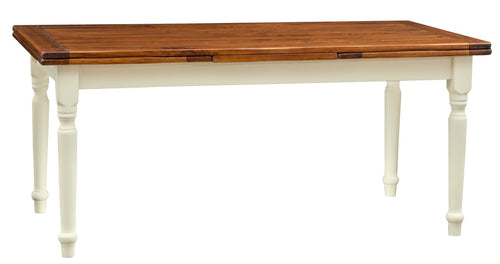 Biscottini Tavolo allungabile Country in legno massello di tiglio struttura bianca anticata piano noce Made in Italy