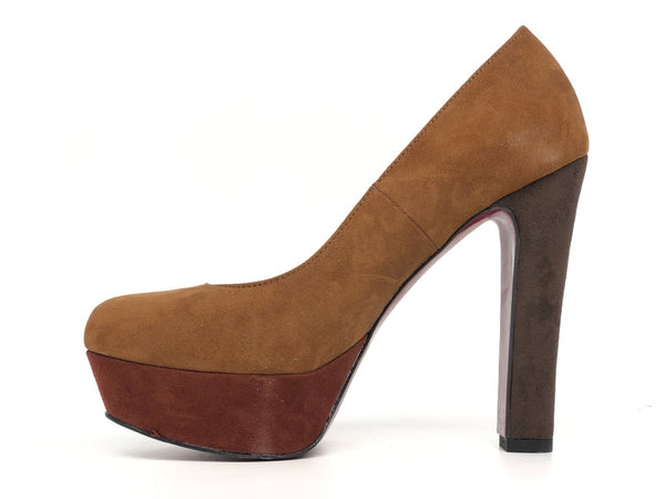 Retro Décolleté tacco alto camoscio senape