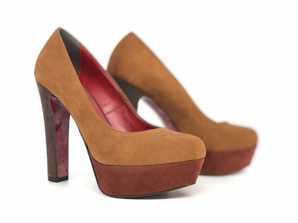 Retro Décolleté tacco alto camoscio senape