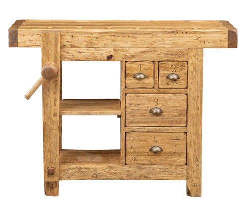 Biscottini Banco Lavoro Country Biscottini 119x63x90 Legno Massello Tiglio Made Italy