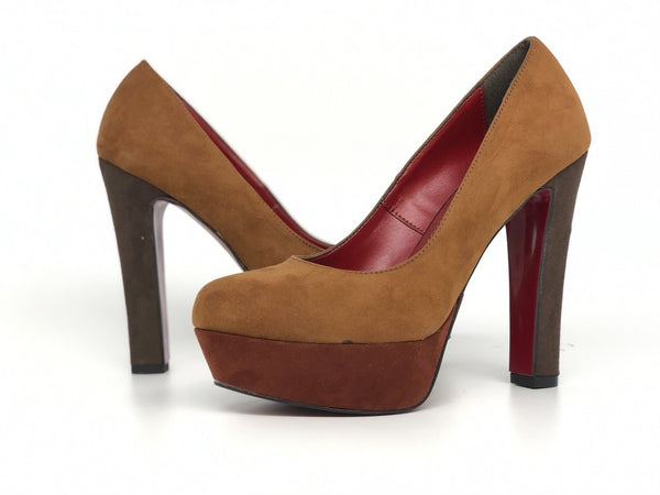 Retro Décolleté tacco alto camoscio senape