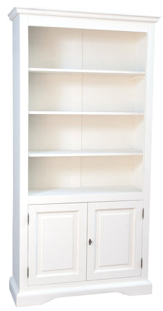 Biscottini Libreria in Legno Massello Tiglio Finitura Bianca Anticata 108x38x211 Biscottini