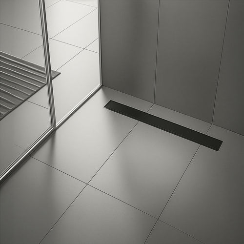 Canalina di scarico doccia Nera a pavimento 60cm