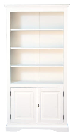 Biscottini Libreria in Legno Massello Tiglio Finitura Bianca Anticata 108x38x211 Biscottini