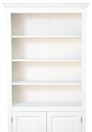 Biscottini Libreria in legno massello di tiglio finitura bianca anticata L108xPR38xH211 cm. Made in Italy