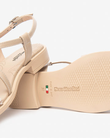 Nero Giardini sandali donna in pelle beige-lino E513403D412