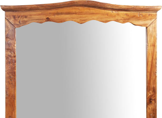 Biscottini Specchiera a muro in legno massello di tiglio finitura noce L90xPR5xH83 cm Made in Italy