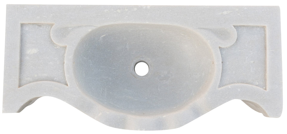 Biscottini Lavandino in marmo bianco L70xPR33xH17 cm Vasca realizzata completamente