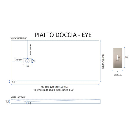 Piatto doccia 100x120 in marmoresina NERO effetto pietra cemento MAKA
