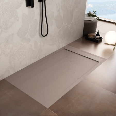 Piatto doccia 80x180 in marmoresina Sabbia effetto pietra cemento PRESTIGE