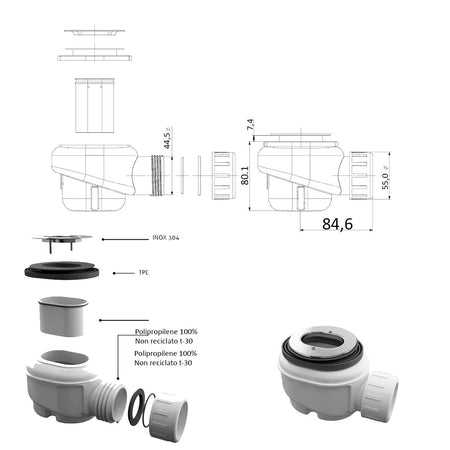 Piatto doccia 70x140 in marmoresina Marrone effetto pietra cemento MAKA