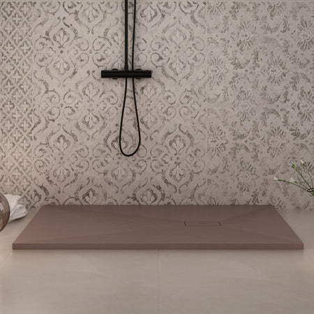 Piatto doccia 70x140 in marmoresina Marrone effetto pietra cemento MAKA