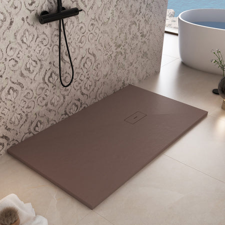 Piatto doccia 70x140 in marmoresina Marrone effetto pietra cemento MAKA