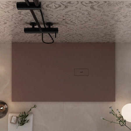 Piatto doccia 70x140 in marmoresina Marrone effetto pietra cemento MAKA